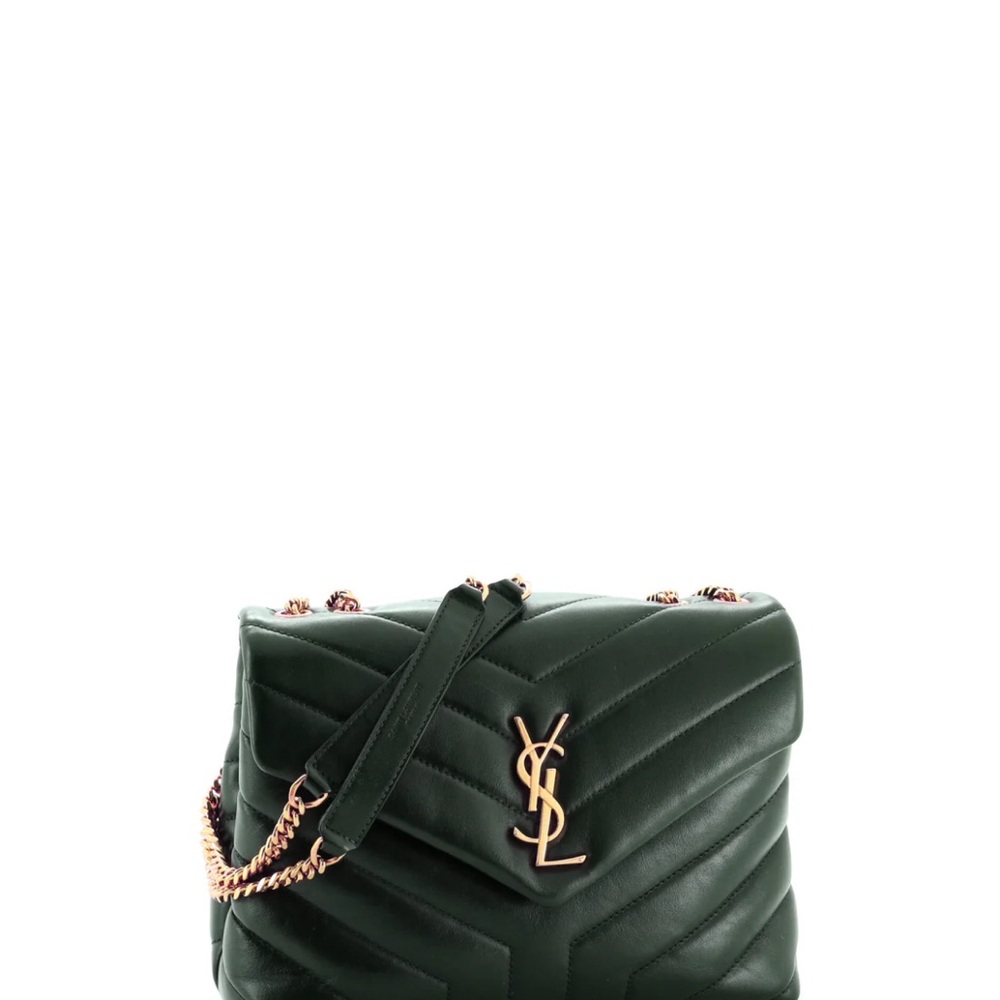 Yves Saint Laurent Green Quilted Shoulder Bag with Chain Straps